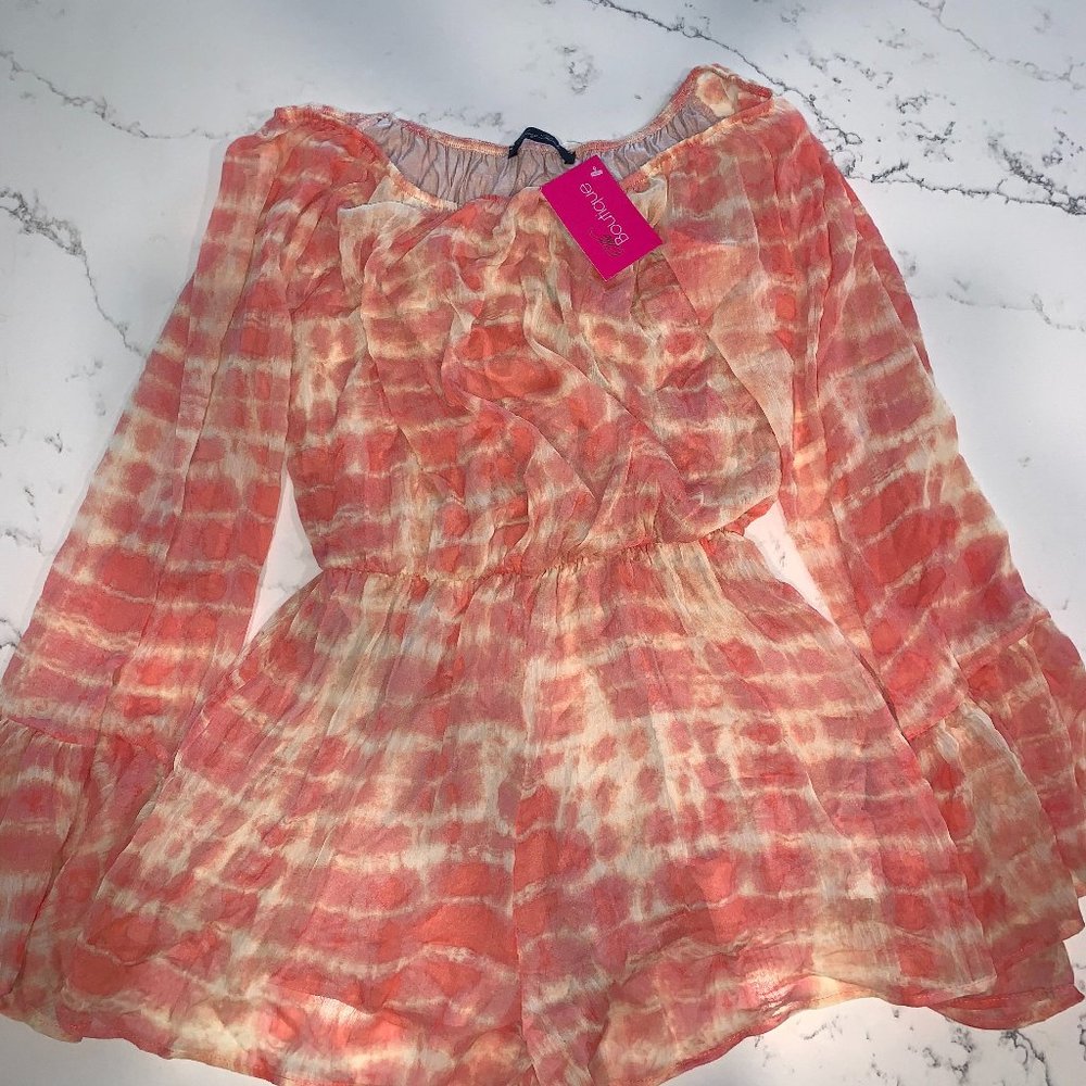 Pink and Beige Tie Dye Romper from The Boutique